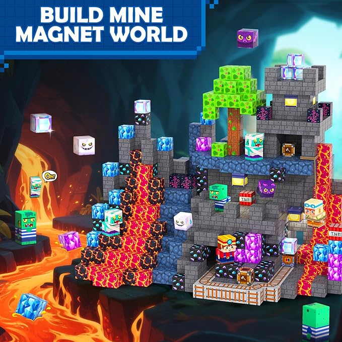 Coodoo Magnetic Blocks Mine Magnet World Kids Toys, Magnetic Building Blocks STEM Outdoor Toys for 3-5 5-7 4-8 Years Old Boys & Girls, Sensory Kids Games and Birthday Gifts for Age 3+ Years Old