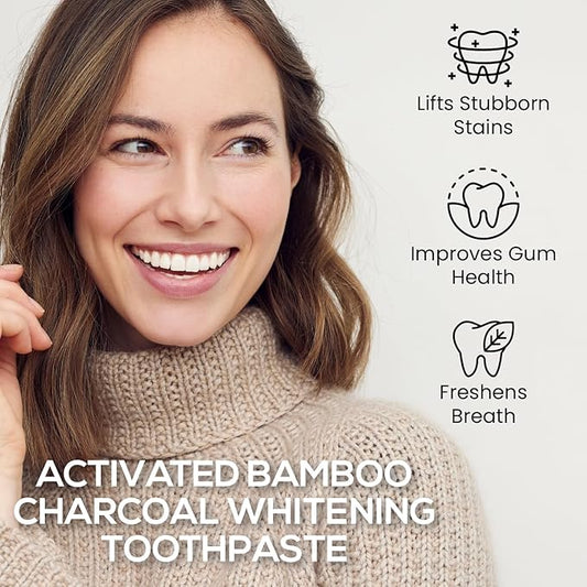 Venus Visage Activated Charcoal Toothpaste for Whitening, 3 Pack - Effective Teeth Whitening Toothpaste for Surface Stains - Peppermint Flavor (3.7 oz/105 g)