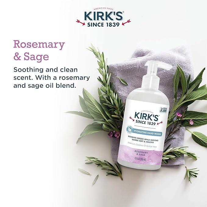 Kirk's Odor Neutralizing Hydrating Hand Soap, Rosemary Sage 12 Ounce