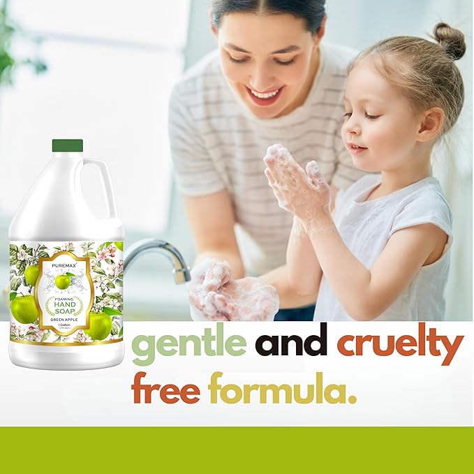 Foaming Hand Soap Refill with Essential Oils | Green Apple | Moisturizing | All-Natural | Made in USA | 128 Fl Oz (1 Gallon) |