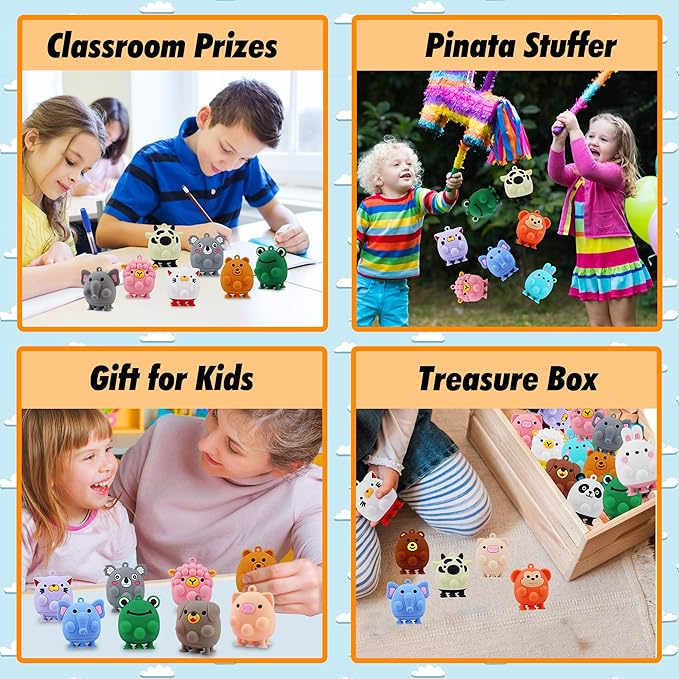 24 PCS Party Favors for Kids,3D Animal Pop Toys,Goodie Bags Stuffers for Kids,Pinata Stuffers Carnival Prizes,Fidget Toys Bulk,Prize for Classroom,Suction Toys for Toddlers