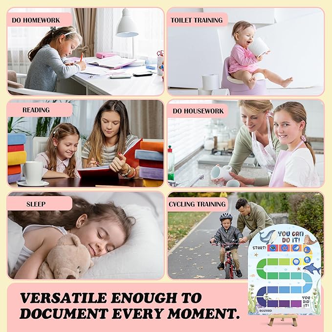 Under The Sea Reward Chart, Behavior Chart for Kids at Home, Wooden Incentive Chart Signboard with 24 Tokens, Ocean Animals Themed Sticker Charts Classroom Essentials -03