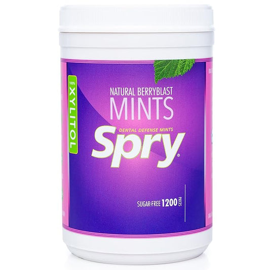 Spry Xylitol Berry Blast Mints Sugar Free Candy - Promote Oral Health, Increase Saliva Production, Stop Bad Breath, Non-GMO, Gluten-Free, 1200 Count (Pack of 1)