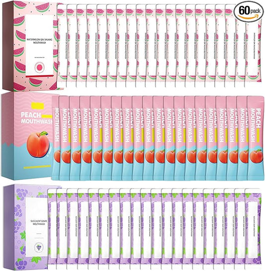 Travel Size Mouthwash,Mini Mouthwash Travel Size Bulk Portable Mouth Wash Set,Individual Small Travel Mouth Wash Packets for Fresh Breath(Pack of 60) A11