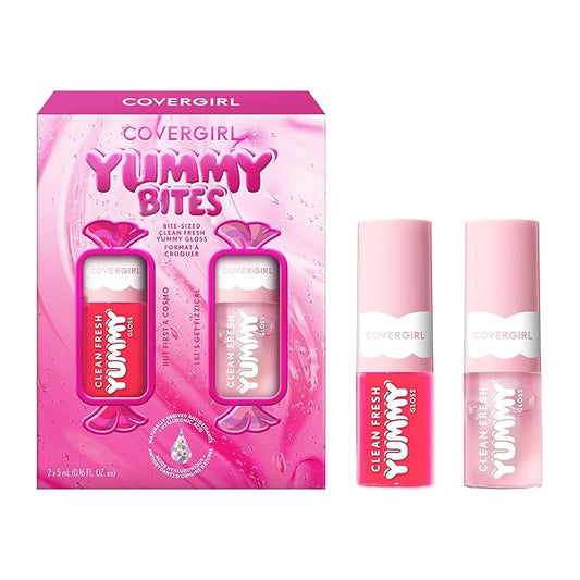 COVERGIRL Clean Fresh Yummy Gloss Bite-Sized Minis Kit - Let’s Get Fizzical & But First a Cosmo - 0.16 fl oz each