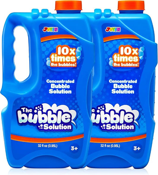 JOYIN 2 Bottles Bubbles Refill Solutions 64 oz (up to 5 Gallon), Concentrated Solution for Bubble Machine, Gun, Wand Refill Fluid Summer, Easter Toys(Blue)