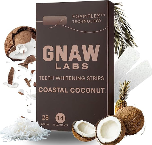 Teeth Whitening Strips for Men – 14 Treatments | Enamel-Safe Hydrogen Peroxide Formula Infused with Coconut Oil | FoamFlex™ Technology | No Sensitivity, Professional at-Home Whitening Kit