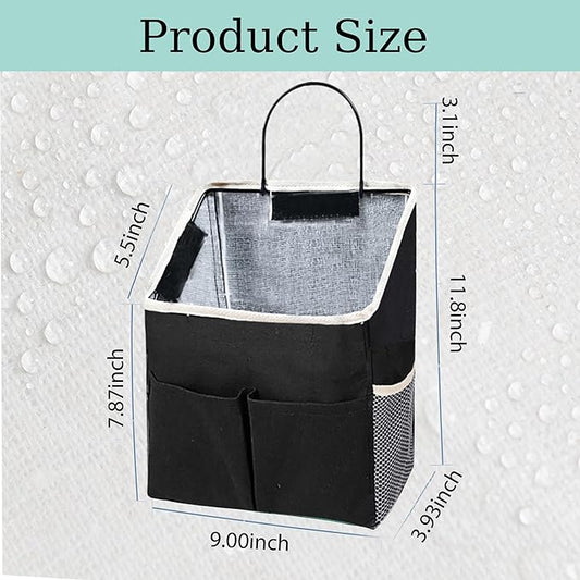 2pcs Wall Hanging Storage Bag,Wall Hanging Organizer Bags with Pockets, Wall Organizer Storage for Dormitory Bathroom Bedroom Kitchen(Black)
