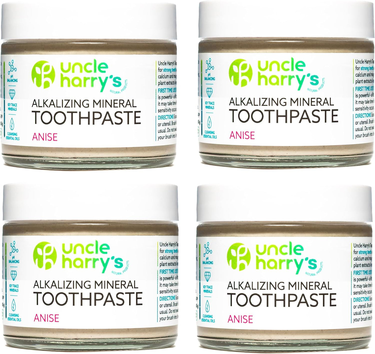 Uncle Harry's Cinnamon Remineralizing Toothpaste | Natural Whitening Toothpaste Freshens Breath & Promotes Enamel | Vegan Fluoride Free Paste (4 pack)