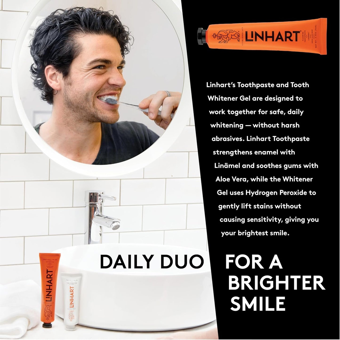 LINHART Whitening Toothpaste – Teeth Whitening, Enamel Strengthening Toothpaste with Mint Flavor (3.5 oz, Pack of 3)