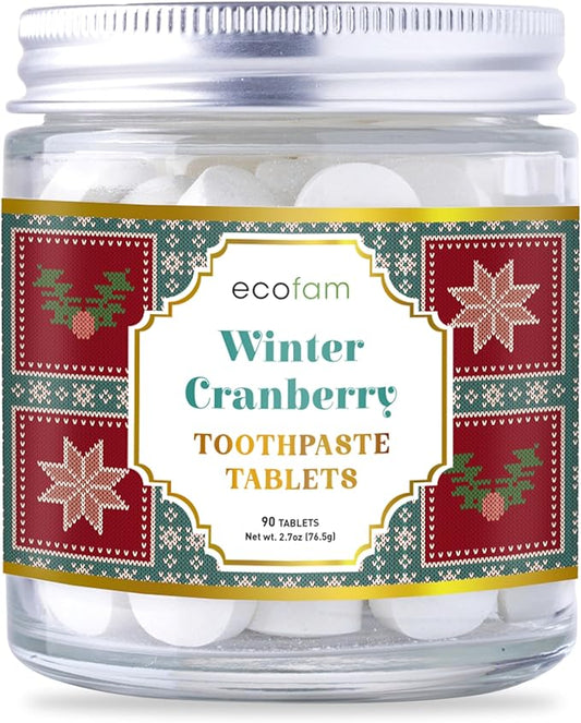 Toothpaste Tablets – Winter Cranberry | Nano Hydroxyapatite Toothpaste Tablets Chewable | Fluoride Free l 90 Tabs