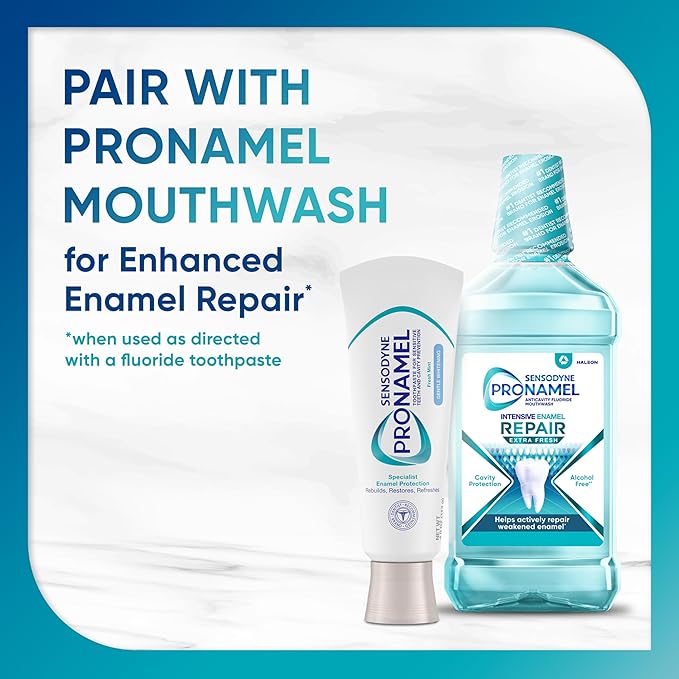 Sensodyne Pronamel Gentle Teeth Whitening Enamel Toothpaste for Sensitive Teeth, to Reharden and Strengthen Enamel, Amazon Exclusive, Fresh Mint - 4 Ounces (Pack of 4)