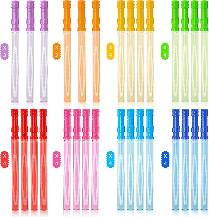 Inscraft 30 Pack 14’’ Big Bubble Wands, 8 Colors 1 hole wands x30 for Summer Toy, Outdoor/Indoor Activity, Easter, Birthday, Graduation, Bubbles Party Favors for Kids