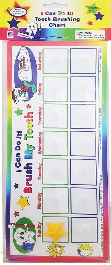 Kenson Kids I Can Do It! Brush My Teeth Reward Chart KPSOH3000 toothbrushing chart, oral hygine, star chart for kids 5x11.5 inches, Ages 3+