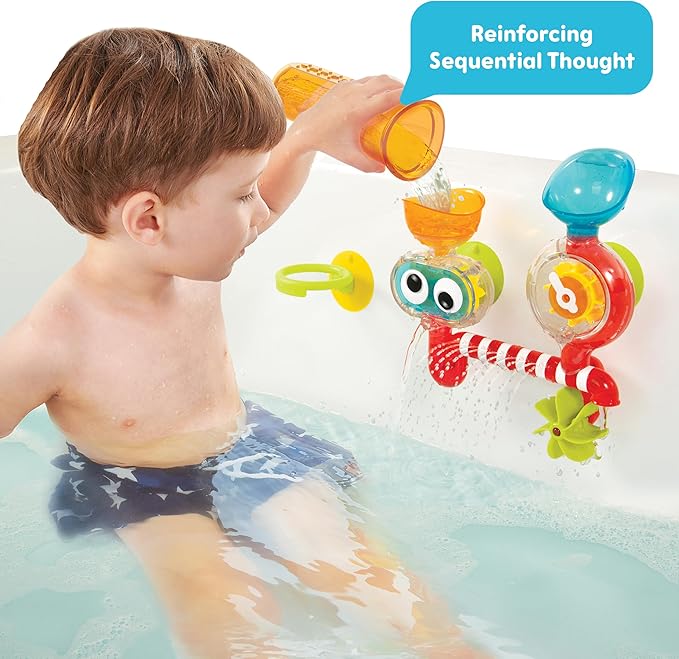 Yookidoo Baby Toddler Bath Toy (Ages 1-3) Spinning Gears & Rotating Googly Eyes - Mold Free Suction Cups Attach to Any Bath Tub or Shower - Spin N Sprinkle Water Lab - Great for Boys, Girls, & Kids