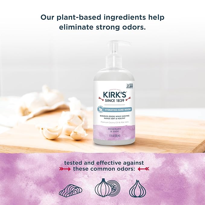 Kirk's Odor Neutralizing Hydrating Hand Soap, Rosemary Sage 12 Ounce