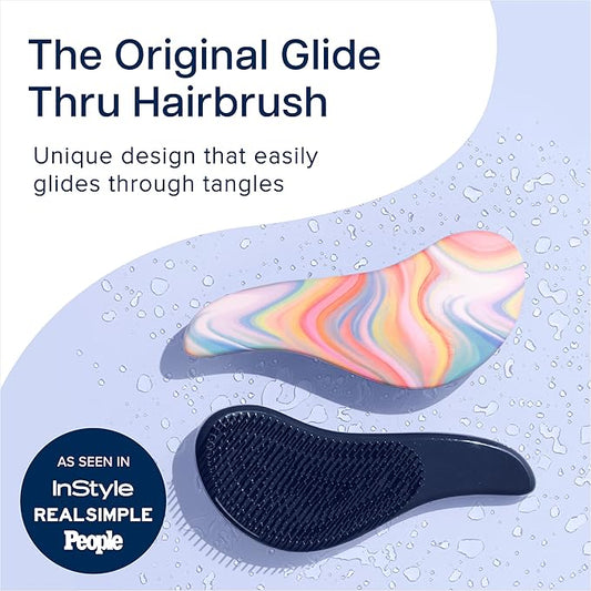 Crave Naturals Glide Thru Hair Brush - Detangler Brush for Curly, Straight, Wet or Dry Hair - Gentle Detangling Brushes for Adults, Kids, Toddlers - Hair Accessories for Women - 7.5x3 Soft Hazy Swirl