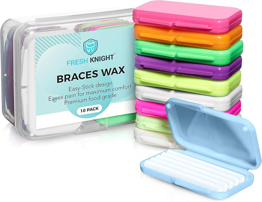 Fresh Knight Braces Wax. Dental Wax for Braces & Aligners - Premium Orthodontic Strips Food Grade (Multicolor)