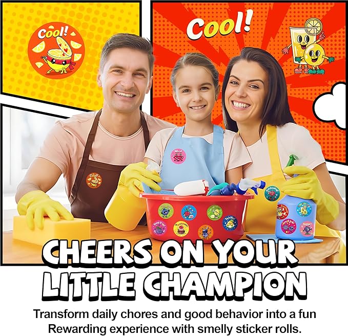 HORIECHALY 3 Rolls Scratch and Sniff Scented Stickers for Kids, 600 Pcs Smelly Motivational Reward School Stickers, Scented Encouragement Classroom Sticker for Teachers, Students(1.57")