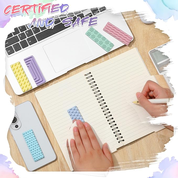 Ireer 12 Pcs Set of Silicone Sensory Strip Gifts for Christmas Stocking Stuffers Adhesives Anxiety Stickers Mental Health Stickers Fidget Textured Toys Calm Items Anxiety Relief for Adult Desk Office