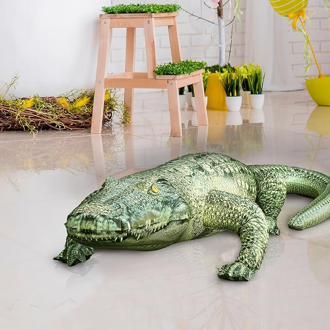 Jet Creations Alligator Inflatable 49"L (76" Head to Tail) – Green with Armor Imprint – Realistic Animal Toy, Sports Mascot, Thanksgiving and Christmas Decorations, Holiday Home Decor, 1 pc