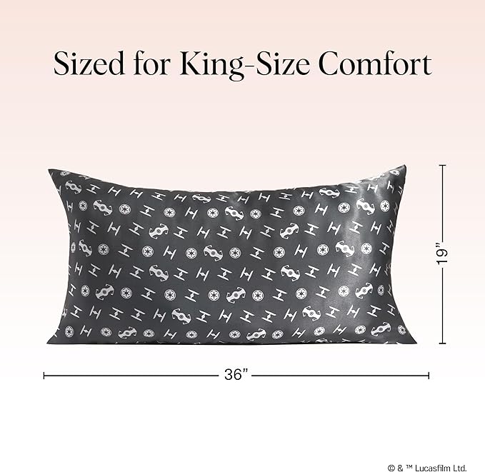Kitsch x Star Wars Galactic Empire Satin Pillowcase | Satin Pillowcase with Zipper, Better Than Silk Pillowcase | Frizz-Reducing Pillow Case for Hair & Skin Care, Cooling & Breathable - King