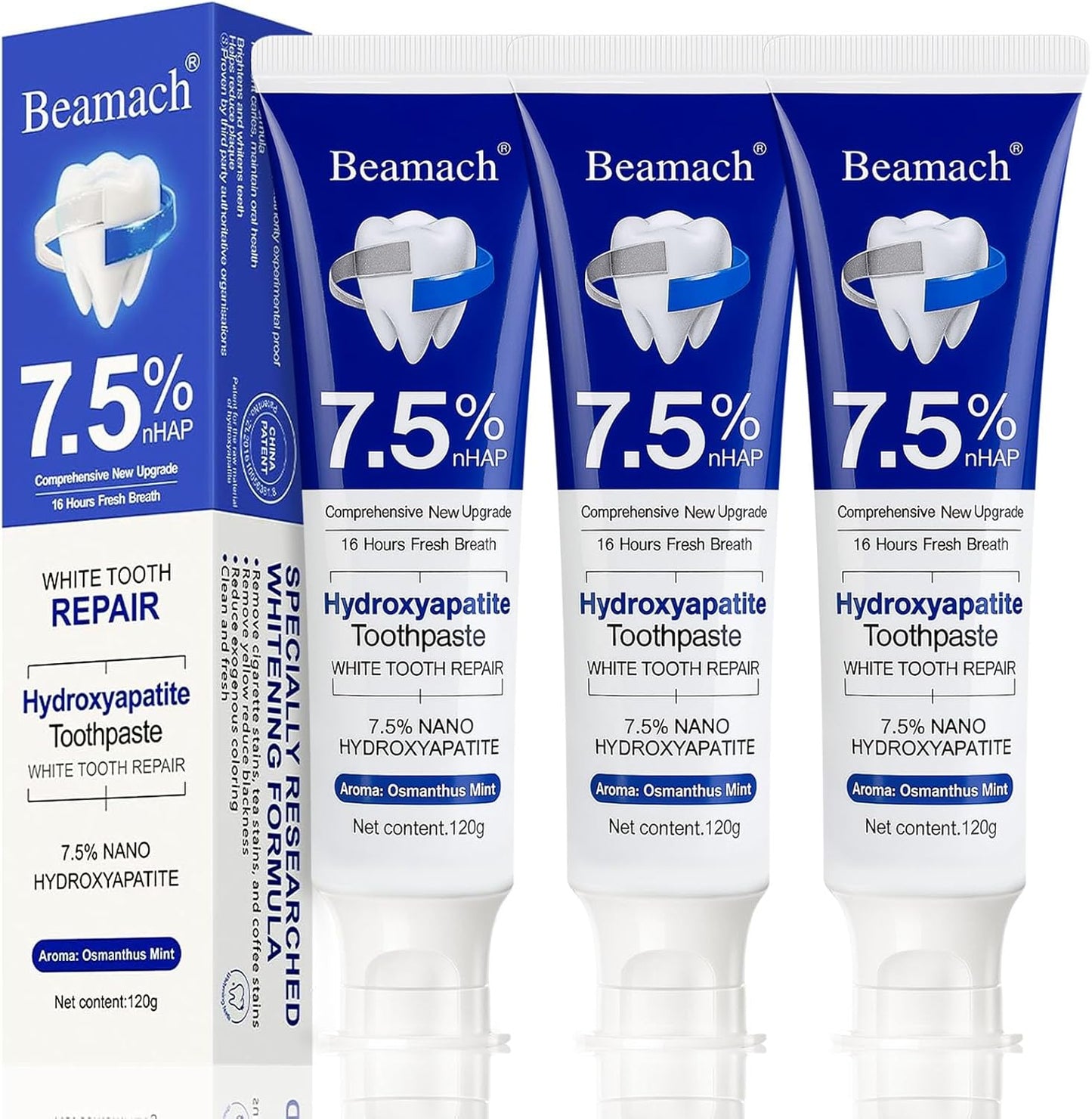 Hydroxyapatite Toothpastes - Fluoride-Free Nano Hydroxyapatite Toothpaste 7.5 | Enamel Repair | Breath Freshening | Mild Mint | Appropriate for Sensitive Teeth 4.23oz (3)