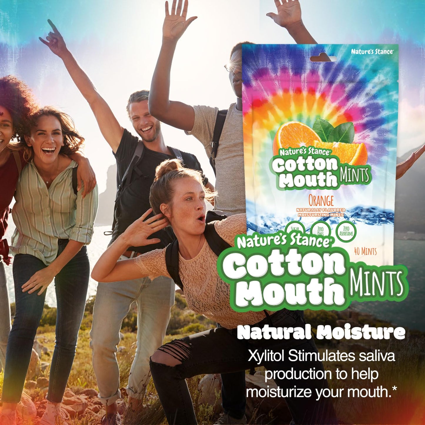 Nature’s Stance Cotton Mouth Xylitol Mints, Dry Mouth Lozenges Sugar Free, Mouth-Watering Mints - Stimulates Saliva & Freshens Breath, 40 Count (Orange)