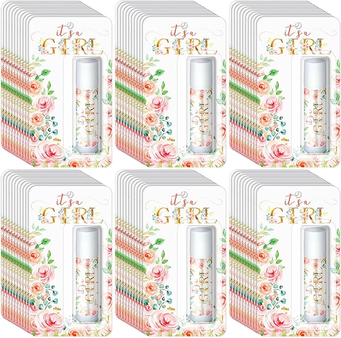 30 Pack It's a Girl Baby Shower Games Prizes Party Gifts Bulk Lip Balms Favors for Winners Adults Guests Gender Reveal Favors Decorations Baby Shower Souvenirs Gift Bags Stuffers