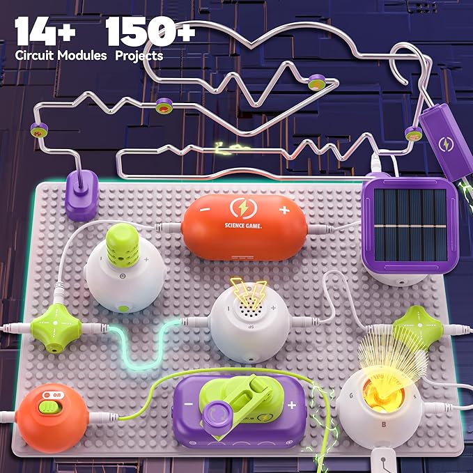 Science Kits for Kids - STEM Kits for Kids, Electronics Exploration Kit, Over 150 Projects, 14 Circuit Parts, STEM Educational Toy Gifts for Kid Boys Girls Ages 3 4 5 6 7 8 9 10 11 12