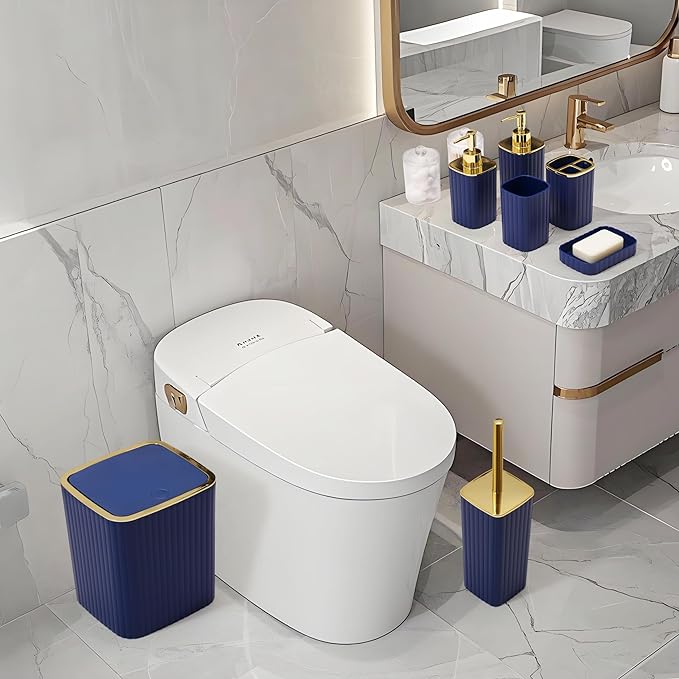 26PC Bathroom Accessories Set - Gorgeous Blue Bathroom Set, Bathroom Accessory Set, Navy Blue Shower Curtain Set with Bathtub Mats for Shower Tub