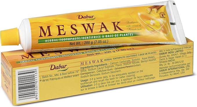 Dabur Meswak Toothpaste - Fluoride Free Toothpaste, for Oral, Gum Health & Dental Care. with Miswak Essence, Daily for Oral Care (Pack of 3)