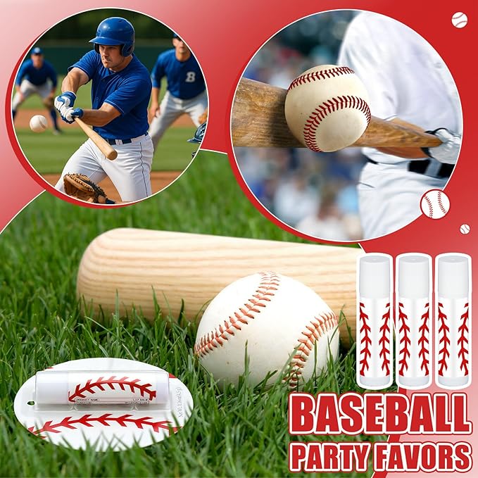 35 Pack Christmas Lip Balm Gifts Bulk Baseball Natural Moisturizing Lipstick Set Baseball Party Favors Sports Gift for Team Teen Adults Birthday Party Game Decorations Team Inspirational Gifts