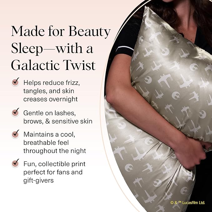 Kitsch x Star Wars Rebel Alliance Satin Pillowcase | Satin Pillowcase with Zipper, Better Than Silk Pillowcase | Frizz-Reducing Pillow Case for Hair & Skin Care, Cooling & Breathable - Standard
