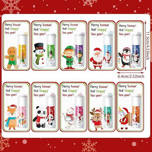 120 Pack Christmas Lip Balms Bulk Christmas Party Gifts Favors Stocking Stuffers Holiday Lip Balms Employee Staff Team Appreciation Gifts Thank You for Teacher Coworkers (Cute)