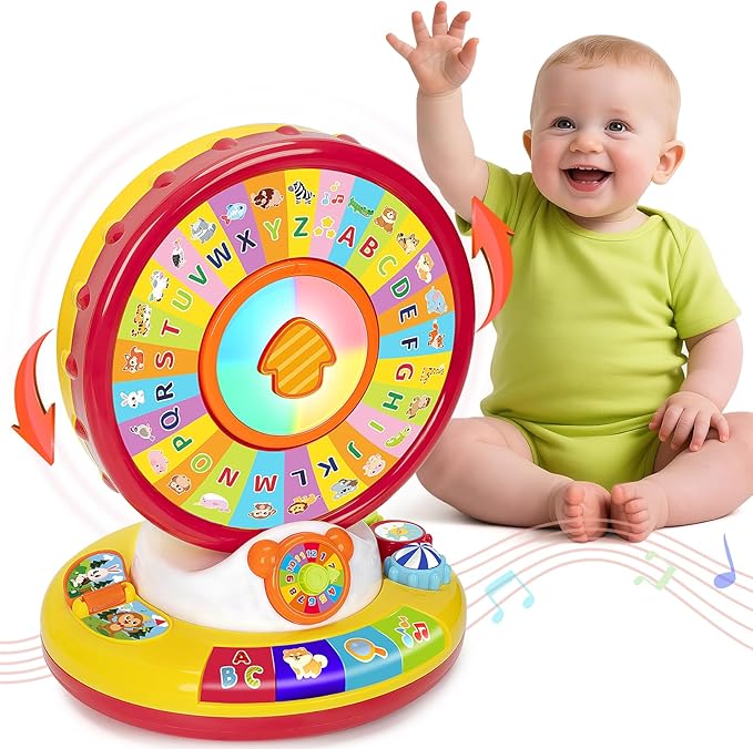 Learning Toy for 1 2 3 Year Old Boys Girls, Spin and Sing Alphabet Musical Toys with Light and Animal Sounds, Interactive Games for Toddlers 12-18 Months, Christmas Birthday Gifts for Baby Ages 1-3