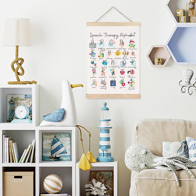 FDHSPAAM Speech Therapy Alphabet Wall Art Decor, Speech Therapy Classroom Decor, SLP Alphabet Educational Wall Art Posters for Classroom Therapist School Counselor Office Home, 12x16 Inch
