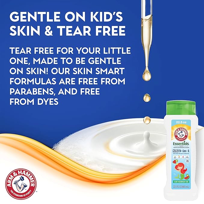 Arm & Hammer Essentials 3-in-1 Kids Watermelon Kiwi Shampoo, Conditioner and Non-Toxic Body Wash - 22.5oz
