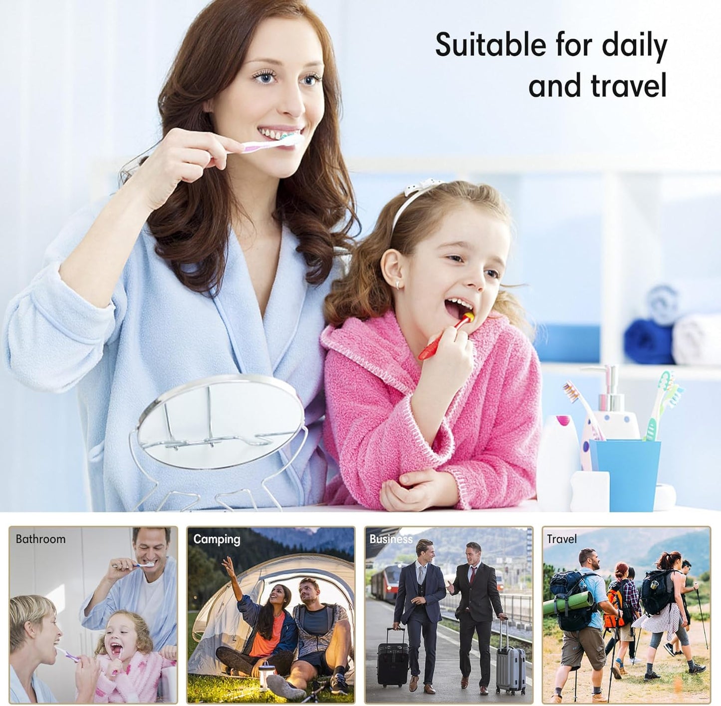 BALUCA 3 PCS Travel Toothbrush Head Covers Caps, Tooth Brush Protector Case Wall Mounted Hanging Rack Organizer for Travel, Camping, Bathroom, School, Business (Grey)