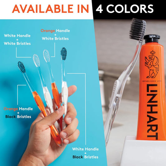 LINHART Extra Soft Toothbrush – Teeth Whitening Toothbrush with Multi Length Bristles, 4 Pack