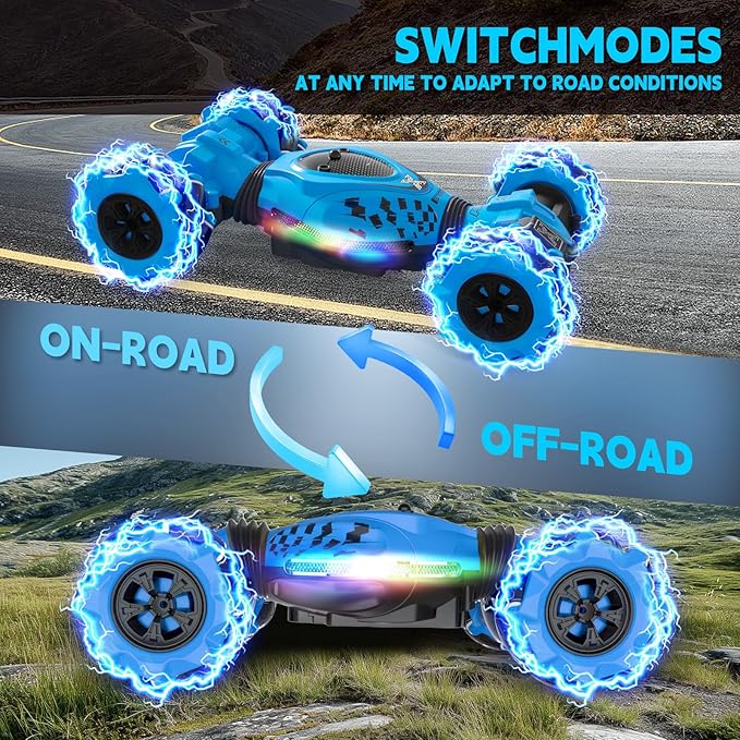 Remote Control Car - RC Drift Car for Boys Age 8-12, Gesture Sensing RC Stunt Cars 4WD Hot Wheels Cars Toy for Kids 4 5 6 7 8 9 10 Year Old Boy Birthday (Blue)