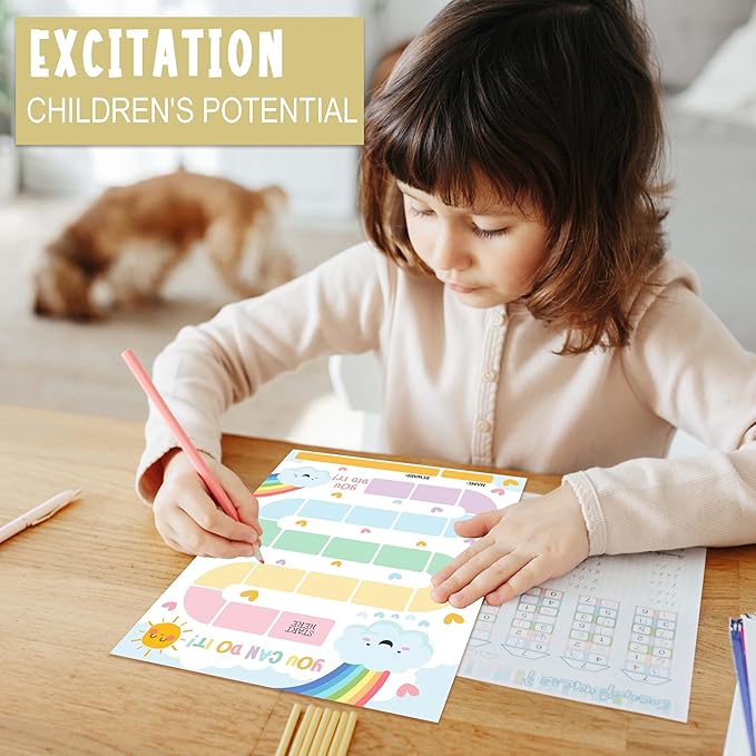 20 Rainbow Reward Chart with 432 Round Stickers, Incentive Behavior Chart for Kids at Home Classroom, Kids Routine Daily Chore Sticker Chart-B16