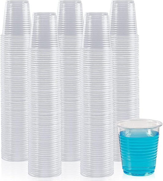Lilymicky 500 Pack 3 oz Clear Plastic Cups, Small Disposable Bathroom Cups, 3 Ounce Plastic Mouthwash Rinse Containers