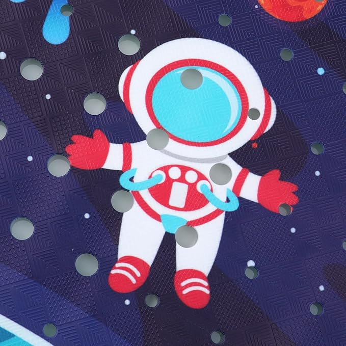 Bathtub Mat Kids Baby Non Slip Shower Mat 40X16 Inch Extra Long Toddler Anti Slip Bath Mats for tub Mat with Suction Cups and Drain Holes,Sky