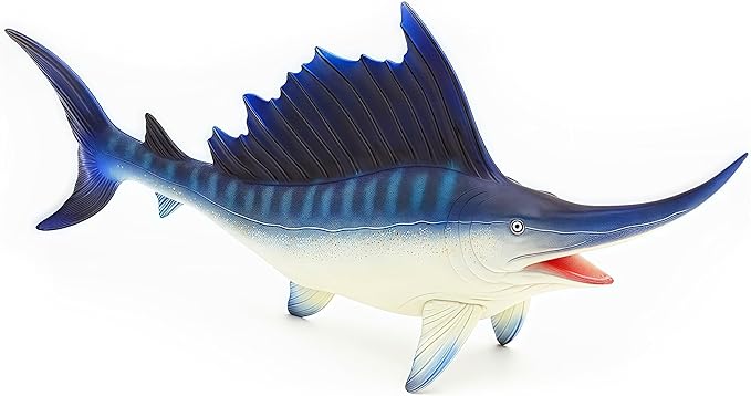Gemini&Genius Sea Animal Sailfish Action Figure Soft Rubber 17” Swimming Pool Bathtub Toys, Realistic Ocean Animals Swordfish Educational and Role Play Toys for Kids and Collectors (Blue Sailfish)