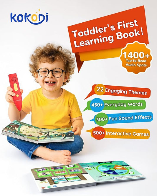 KOKODI Talking Pen Books Sets, Interactive Audio Sound Books Kids Learning Electronic Toys for Boys Girls, Autism Sensory Games, Early Educational Gifts Birthday Gifts for Toddlers Kids Age 2 3 4 5