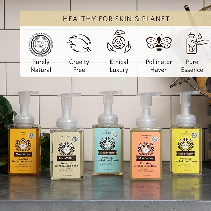 Moon Valley Herbal Foaming Hand Soap, Unscented Two Pack, Vegan, Recyclable Bottle