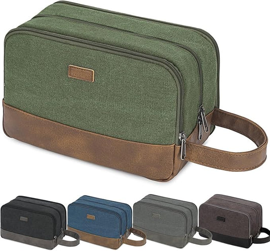 WANDF Travel Toiletry Bag for Men Large Toiletries Shaving Bag Water Resistant Hanging Dopp Kit Travel Accessories Bag for Women Men (Green)