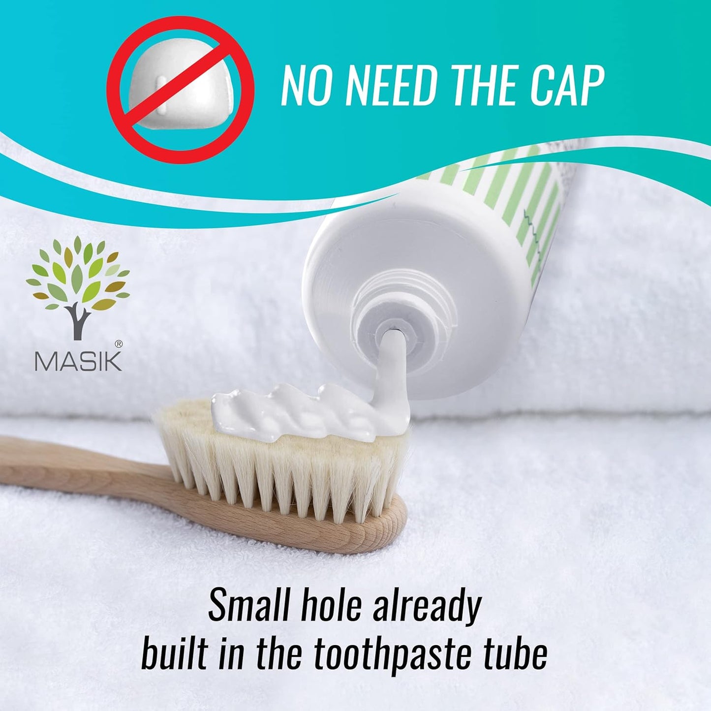 Masik Natural Mint Toothpaste – Whitening & Sensitive Teeth | Dead Sea Salt | Stain & Plaque Remover | Bleeding Gums & Canker Sore Care | Fluoride & SLS-Free | Non-Foaming | Made in Israel