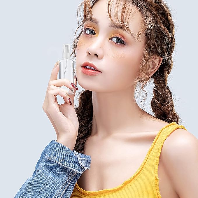 ZEROFIRE 2 Pack Spray Bottles 2oz Clear Plastic Empty Refillable Mini Spritzer for Travel, Cleaning, Gardening, Skin Care Atomizer for Essential Oils, Perfume